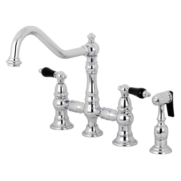 KS3271PKLBS Duchess Bridge Kitchen Faucet W/ Brass Sprayer, Chrome